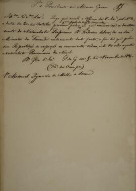 Minuta de despacho enviado por Francisco Carneiro de Campos (1765-1842), para Manoel Inácio de Me...