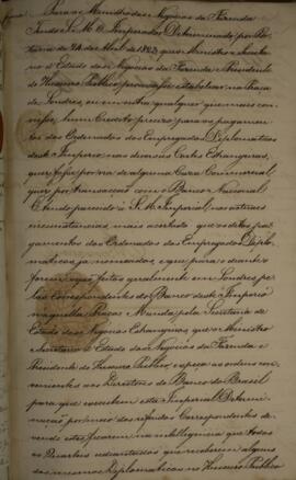 Cópia de anexo de Aviso enviado por Luís José de Carvalho e Melo (1764-1826), Visconde de Cachoei...