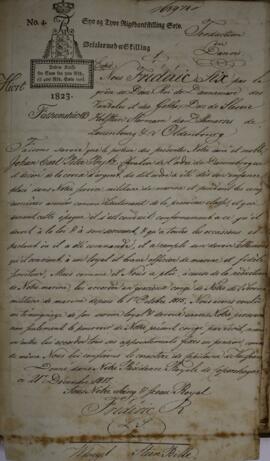 Nota Diplomática original de 14 de novembro de 1823 discorrendo em detalhes sobre o processo buro...