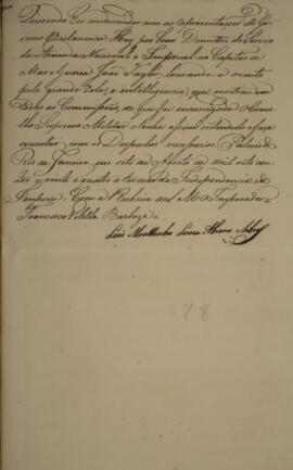 Cópia do decreto de demissão do capitão John Taylor (1796-1855) do serviço da Armada Nacional e I...