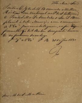 Minuta de despacho enviado para Miguel de Sousa Melo e Alvim (1784-1855, com data de 31 de janeir...