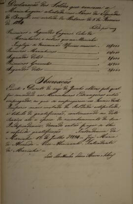 Cópia de anexo de Relatório enviado por José Maria de Almeida, com data de 12 de julho de 1824, a...