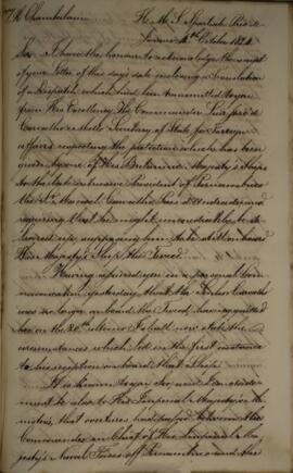 Cópia de anexo de Carta de Gabinete enviado por Henry Chamberlain (1796–1844) para Luiz Moutinho ...