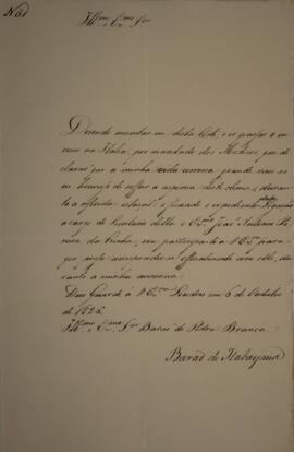Ofício N.61 enviado por Manuel Rodrigues Gameiro Pessoa (s.d.-1846), Visconde de Itabaiana, para ...