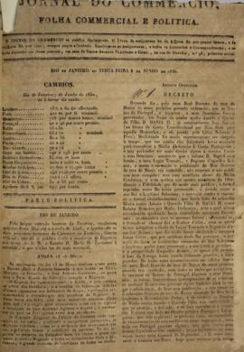 Cópia do Jornal do Comércio, publicado no dia 08 de junho de 1830. Transmite informações sobre câ...