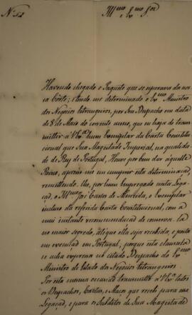 Ofício N.52 enviado por Manuel Rodrigues Gameiro Pessoa (s.d.-1846), Visconde de Itabaiana, para ...