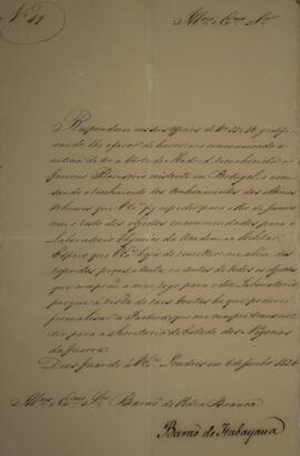 Ofício N.49 enviado por Manuel Rodrigues Gameiro Pessoa (s.d.-1846), Visconde de Itabaiana, para ...