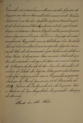 Cópia de decreto, assinado por João Carlos Augusto de Oyenhausen-Gravenburg (1776-1838), Marquês ...