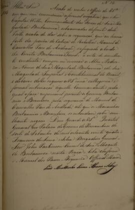 Cópia de anexo de Nota Diplomática enviada por Francisco de Lima e Silva (1785-1853) para John Pa...