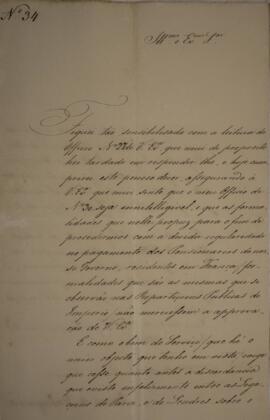 Ofício N.34 enviado por Manuel Rodrigues Gameiro Pessoa (s.d.-1846), Visconde de Itabaiana, para ...