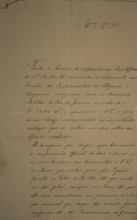 Ofício enviado por Manuel Rodrigues Gameiro Pessoa (s.d.-1846), Visconde de Itabaiana, para Domin...