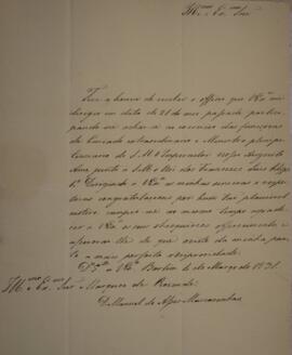 Ofício enviado por Manuel de Assis Mascarenhas (1805-1867), para Antonio Telles da Silva Caminha ...