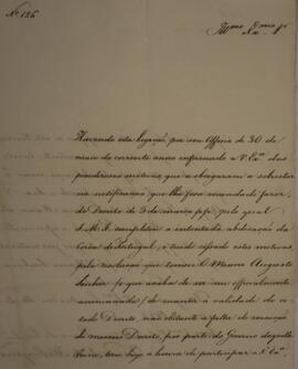 Ofício n° 126 enviado por Manuel Rodrigues Gameiro Pessoa (s.d.-1846), Visconde de Itabaiana, par...