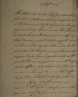 Cópia de Ofício enviado por Antônio Telles da Silva (1790-1875), Marquês de Rezende, para Eustaqu...