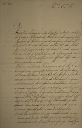 Ofício n° 115 enviado por Manuel Rodrigues Gameiro Pessoa (s.d.-1846), Visconde de Itabaiana, par...