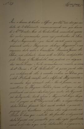 Ofício n° 73 enviado por João Antônio Pereira da Cunha, para Domingos Borges de Barros (1780-1855...