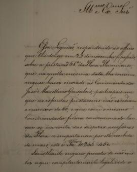 Ofício enviado por Eustaquio Adolfo de Mello Mattos (1795-s.d.), para Antonio Telles da Silva Cam...