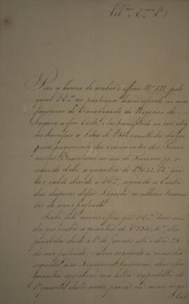 Ofício enviado por Manuel Rodrigues Gameiro Pessoa (s.d.-1846), Visconde de Itabaiana, para Domin...
