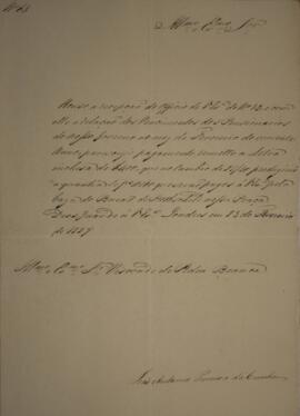 Ofício n° 68  enviado por João Antônio Pereira da Cunha, para Domingos Borges de Barros (1780-185...