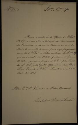 Ofício n° 72 enviado por João Antônio Pereira da Cunha, para Domingos Borges de  Barros (1780-185...