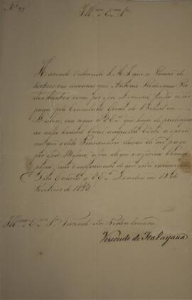 Ofício n° 97 enviado por Manuel Rodrigues Gameiro Pessoa (s.d.-1846), Visconde de Itabaiana, para...