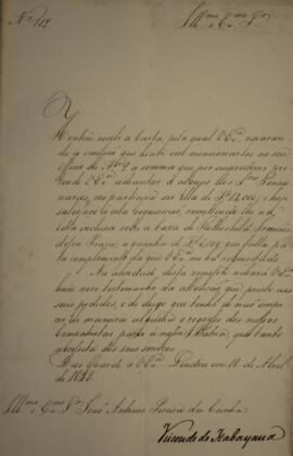 Ofício n° 112 enviado por Manuel Rodrigues Gameiro Pessoa (s.d.-1846), Visconde de Itabaiana, par...