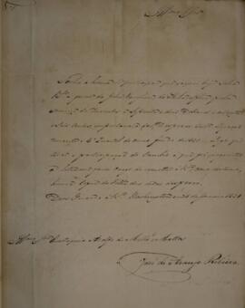 Cópia de Ofício enviado por José de Araújo Ribeiro (1800-1879), Barão e Visconde do Rio Grande, p...