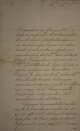 Ofício n° 3  enviado por Manuel Rodrigues Gameiro Pessoa (s.d.-1846), Visconde de Itabaiana, para...