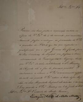Ofício enviado por Eustaquio Adolfo de Mello Mattos (1795-s.d.), para José Egídio Álvares de Alme...