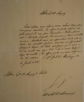 Ofício enviado por Antônio de Menezes Vasconcellos de Drummond (1794-1865), para Antonio Telles d...