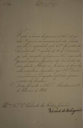 Ofício n° 99 enviado por Manuel Rodrigues Gameiro Pessoa (s.d.-1846), Visconde de Itabaiana, para...