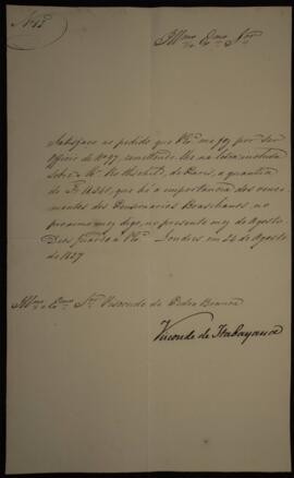 Ofício N.82 enviado por Manuel Rodrigues Gameiro Pessoa (s.d.-1846), Visconde de Itabaiana, para ...