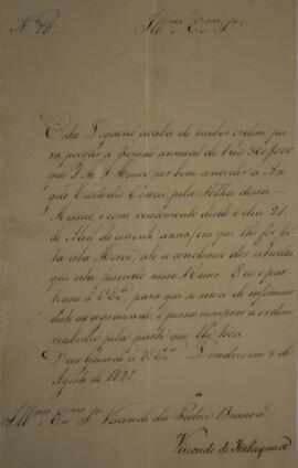 Ofício n° 78 enviado por Manuel Rodrigues Gameiro Pessoa (s.d.-1846), Visconde de Itabaiana, para...