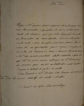 Cópia de Ofício enviado por Manuel de Assis Mascarenhas (1805-1867)  para Eustaquio Adolfo de Mel...