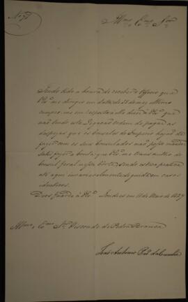 Ofício n° 71 enviado por João Antônio Pereira da Cunha, para Domingos Borges de Barros (1780-1855...