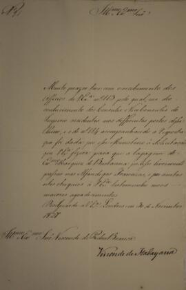 Ofício N.91 enviado por Manuel Rodrigues Gameiro Pessoa (s.d.-1846), Visconde de Itabaiana, para ...