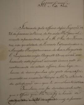 Ofício enviado por Eustáquio Adolfo de Mello Mattos (1795-s.d.), para Antonio Telles da Silva Cam...
