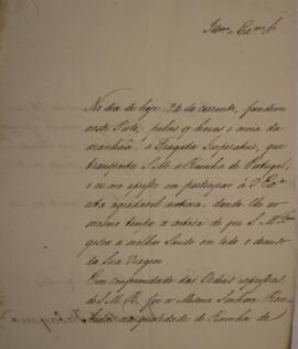 Ofício enviado por Manuel Rodrigues Gameiro Pessoa (s.d.-1846), Visconde de Itabaiana, para João ...