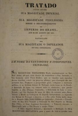 Cópia de tratado outorgado e ratificado, em data de 29 de agosto de 1825, entre os governos de Po...