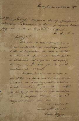 Cópia de nota diplomática enviada por Leandro Palácios (1782-1836), para João Carlos Augusto de O...