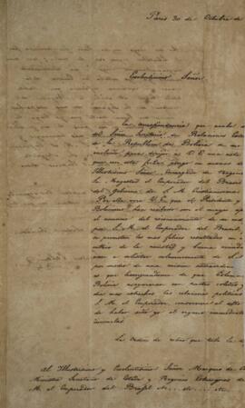 Cópia de nota diplomática redigida por Leandro Palácios (1782-1836), na data de 30 de outubro, tr...