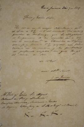 Cópia de nota diplomática enviada por Juan María Gómez (1798- 1850), para Miguel Calmon du Pin e ...