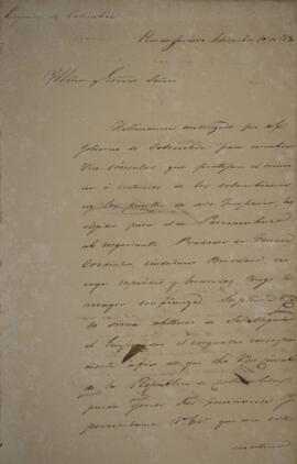 Cópia de nota diplomática enviada por Juan María Gómez (1798- 1850), para Miguel Calmon du Pin e ...