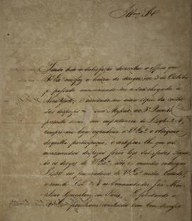 Ofício original enviada por Eustáquio Adolfo de Mello Mattos (1795-s.d.), para Luiz de Souza Dias...
