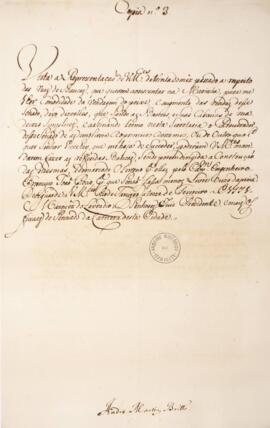 Cópia de provimento, em data de 13 de fevereiro de 1771, assinado por Luís de Almeida Portugal So...