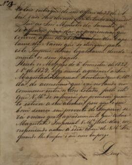 Despacho n.13 enviado por João Carlos Augusto de Oyenhausen-Gravenburg (1776-1838), Marquês de Ar...