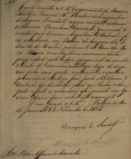 Despacho n.19 enviado por João Carlos Augusto de Oyenhausen-Gravenburg (1776-1838), Marquês de Ar...