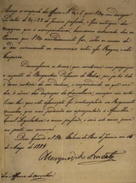 Despacho enviado por João Carlos Augusto de Oyenhausen-Gravenburg (1776-1838), Marquês de Aracati...