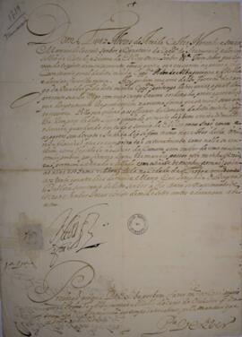 Carta patente original produzida por Luiz Alves de Ataíde Castro Noronha e Sousa (1666-1742), Mar...