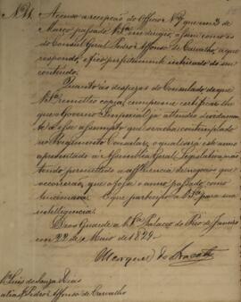 Despacho n.11 enviado por João Carlos Augusto de Oyenhausen-Gravenburg (1776-1838), Marquês de Ar...